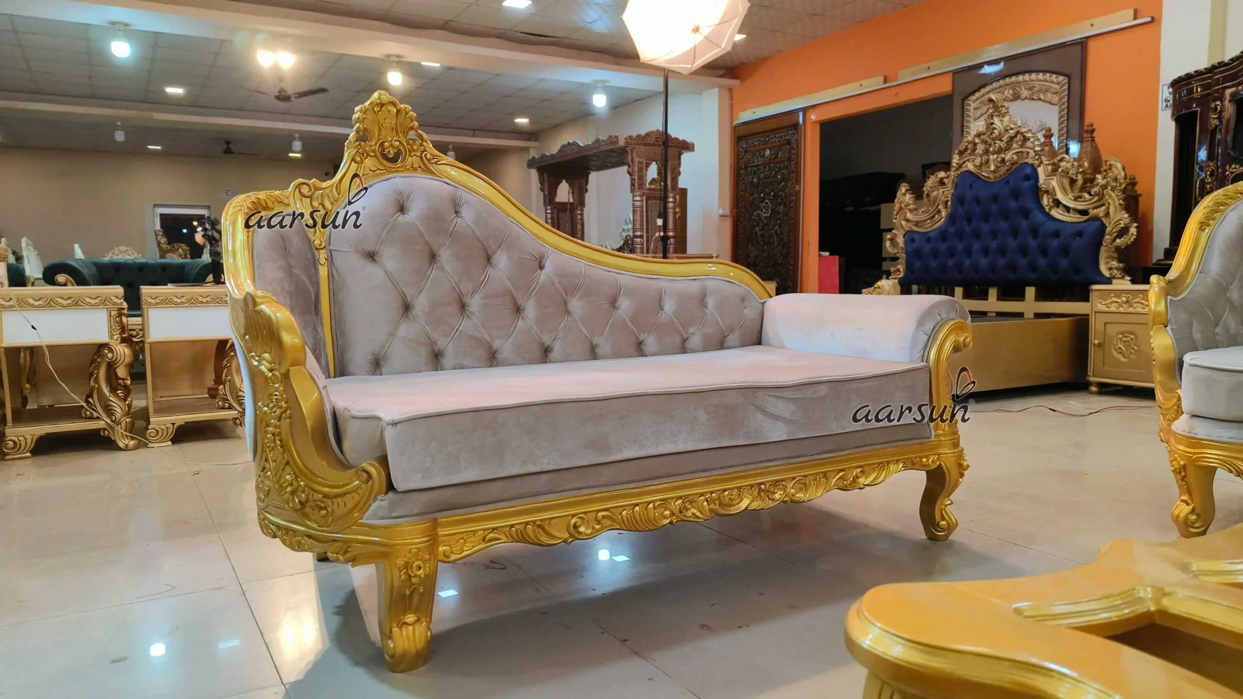 Designer Hand-Carved Diwan Sofa - Image 6