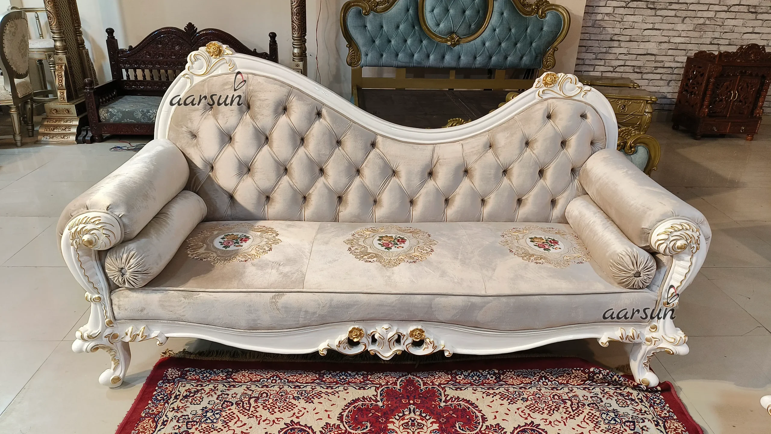 Luxury Carved Diwan Sofa - Image 7
